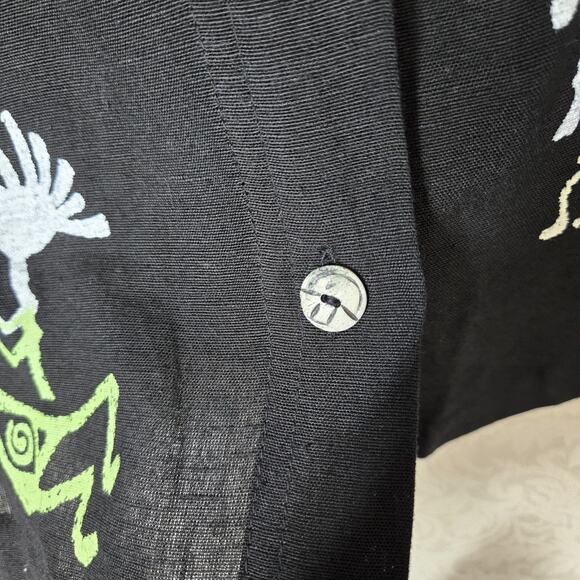 VTG More Jasmine by KVM Top 3X Black Button Front Art To Wear Tribal Lagenlook - Picture 5 of 11